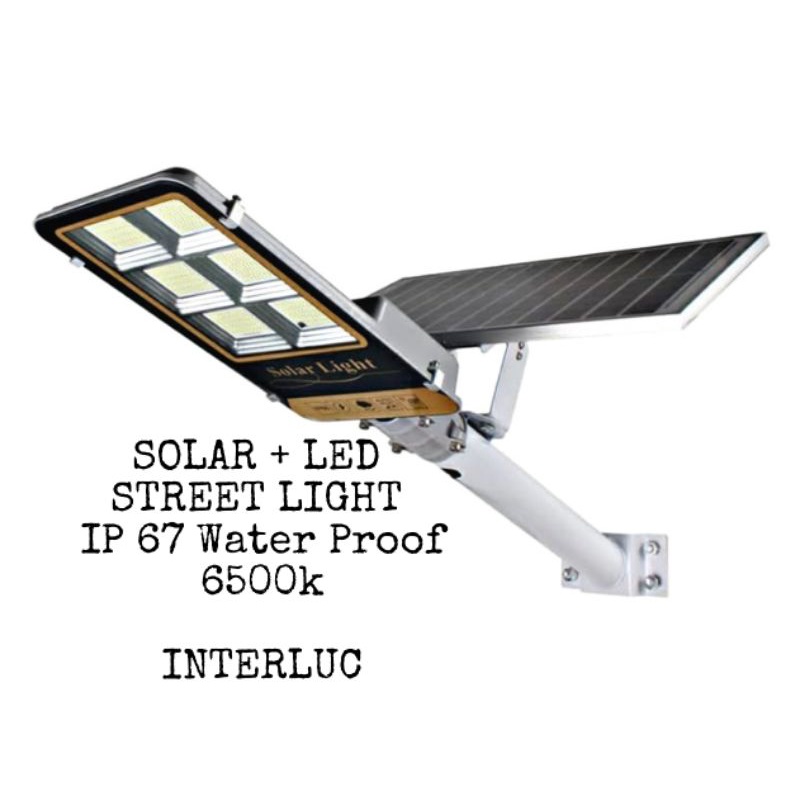 INTERLUC IP 67 Solar + LED Street Light  300 Watt 6500K Water Proof  / Lampu Solar Jalan  / Led Surya / Sinar Matahari / Lampu Penerangan Jalan Umum