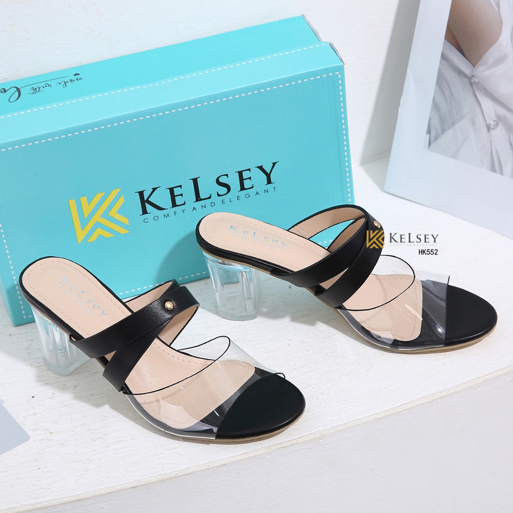 Kelsey Sandals Hak Kaca 8cm Wanita / Sandal Heels Wanita HK552