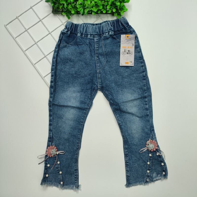 Celana Jeans Anak Perempuan Import Aplikasi Mutiara 1-5 Tahun Part2