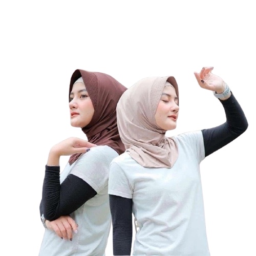 manset tangan dan bergo pendek olahraga bahan kaos rayon