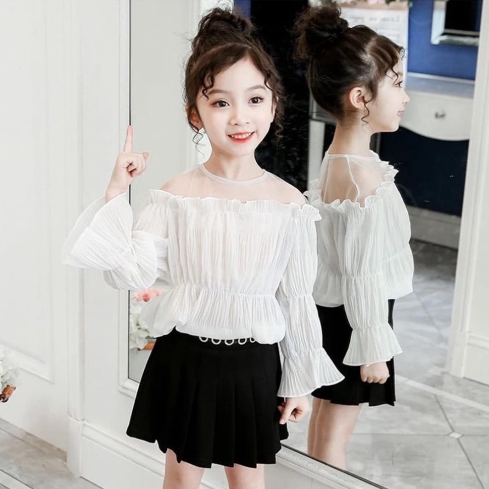 Baju Anak Perempuan Umur 6 7 8 9 10 11 12 Tahun Blouse Pakaian Cewek Wanita Import Korea Kekinian Te