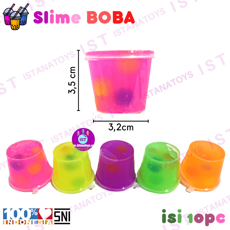 Mainan Anak Slime Anak Warna Warni Dengan Boba isi Lengket 10 pcs