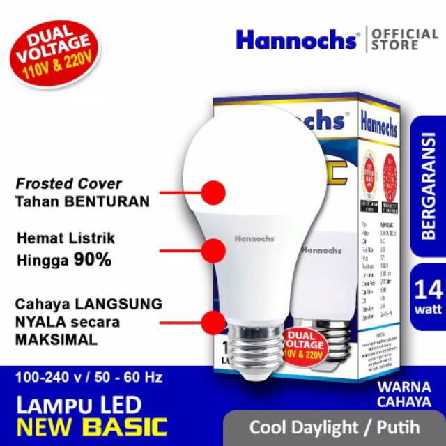 Lampu LED BASIC 3 Watt / 5 Watt/ 7 Watt/ 9 Watt/ 11 Watt/ 14 Watt/ 17 Watt Hannochs