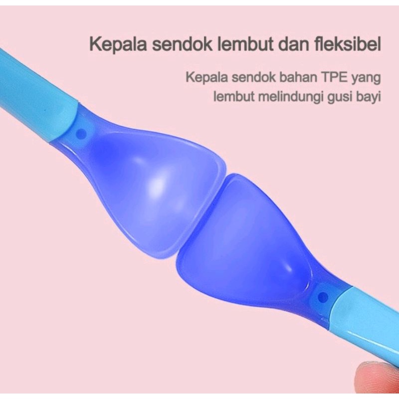 SENDOK GARPU MAKAN BAYI SILIKON DENGAN SENSOR SUHU PANAS SAFETY BABY SPOON LEMBUT