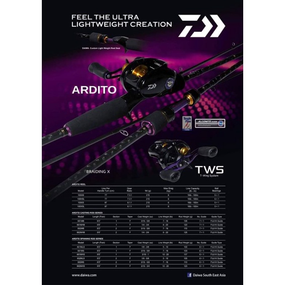 JORAN ROD SPINNING DAIWA ARDITO 601 MLS SD ONE PIECE FUJI ALCONITE