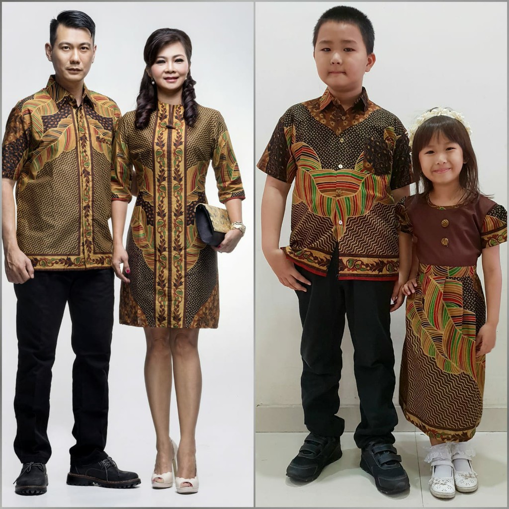 Batik couple keluarga dan anak size jumbo dress copel seragam modern terbaru murah agatha coklat