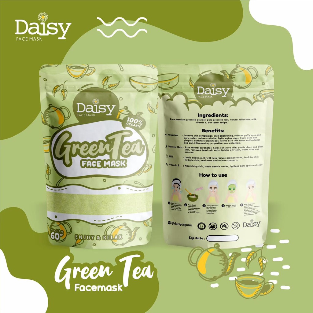 FULL SIZE 60gram Masker Daisy Organic - Masker Wajah Organik - Masker Bubuk