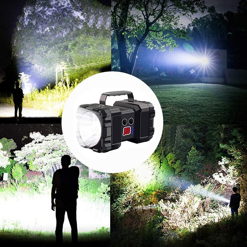 Senter LED Double Head Rechargeable Lampu Darurat Waterproof IP65 3 Mode Lighting Super Terang