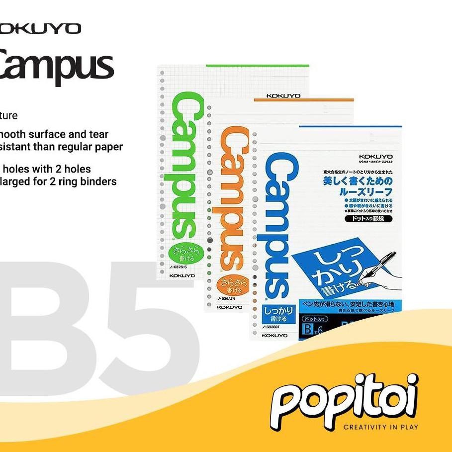 

TERBARU KOKUYO Campus Paper Loose Leaf Refill B5 50 100 Kertas Isi Ulang Binder