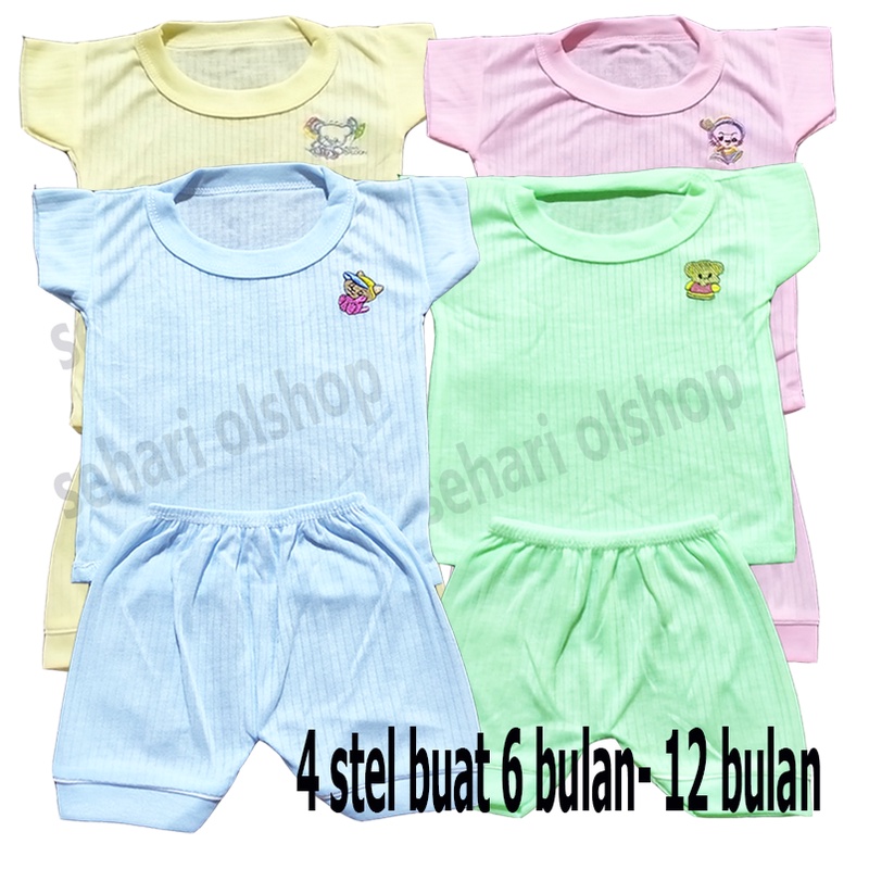 4 stel- Stelan Oblong 6 -12 bulan Pendek