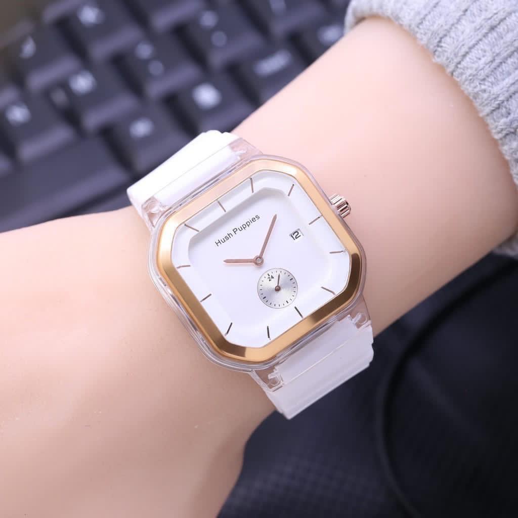 TERIMA COD✅Jam Tangan Wanita HP60 HushPuppies strap Rubber KOTAK Tgl aktif