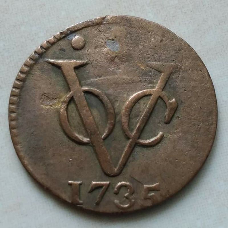 Koin Kuno 1 Doit VOC 1735 Holland - Kondisi Bagus