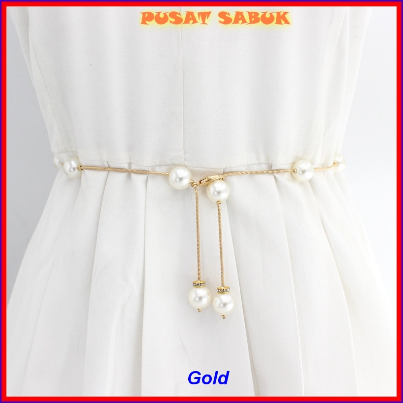 Sabuk Gesper Ikat Pinggang Rantai Wanita Fashion Korea Cewek Emas Obi Belt GOLD Ring Murah Cantik cm