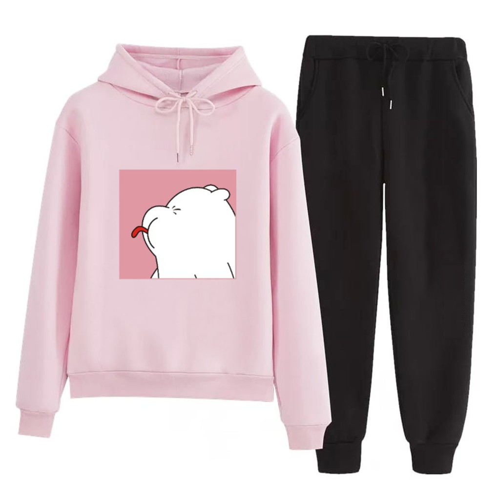 Bess - Setelan Set Jogger Wanita / Setelan Set Hoodie BEAR WK