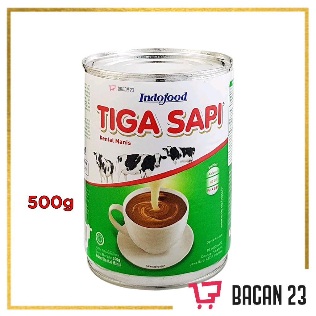 Indofood Tiga Sapi Kental Manis (500gr) / Susu Kental Manis Kaleng / Bacan 23 - Bacan23