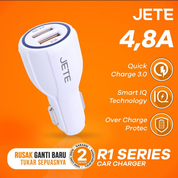 Cas HP Mobil Car Charger JETE R1 4,8A Dual Output Quick Charge 3.0 ORI