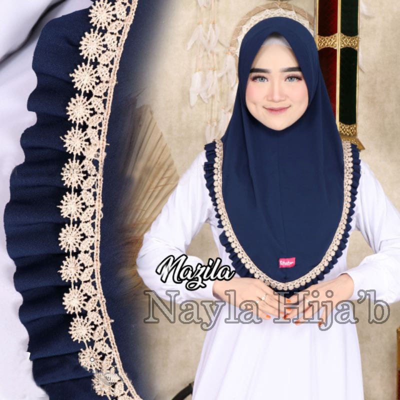 Jilbab Instan Bergo Nazila Renda Import Hijab Instan Jersey Premium Terbaru Nayla Hija'b