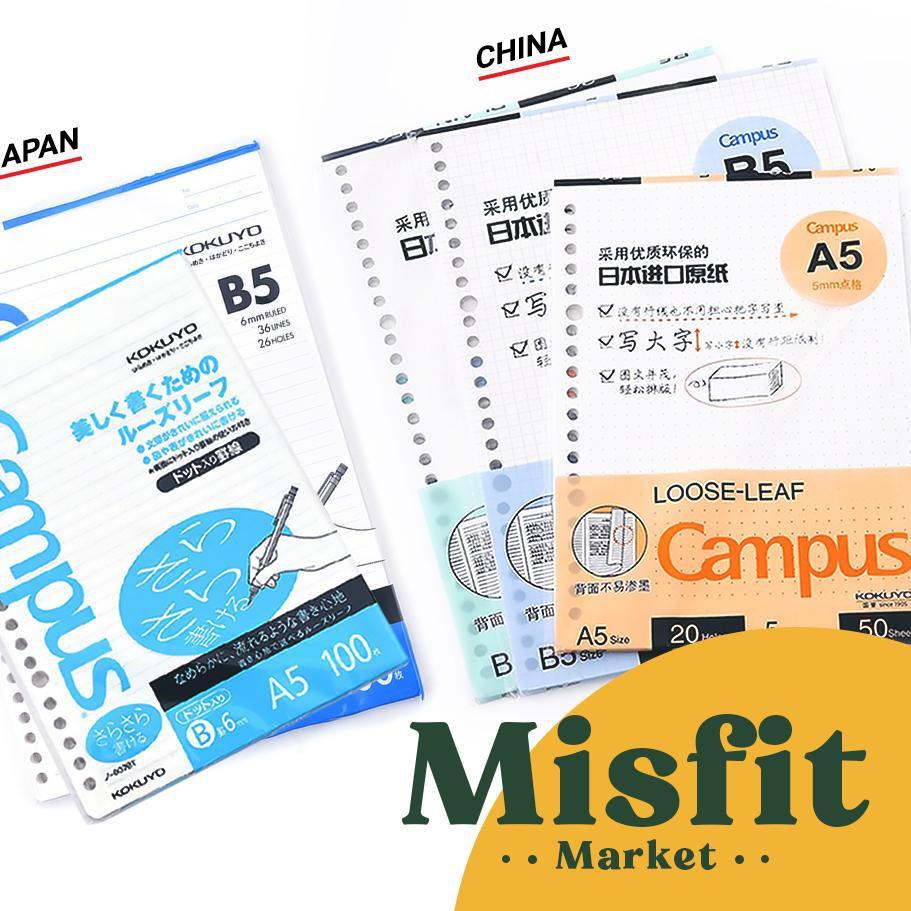

Hot Sale - KOKUYO Campus Paper Loose Leaf Refill A5 Isi Ulang Kertas Binder ,.