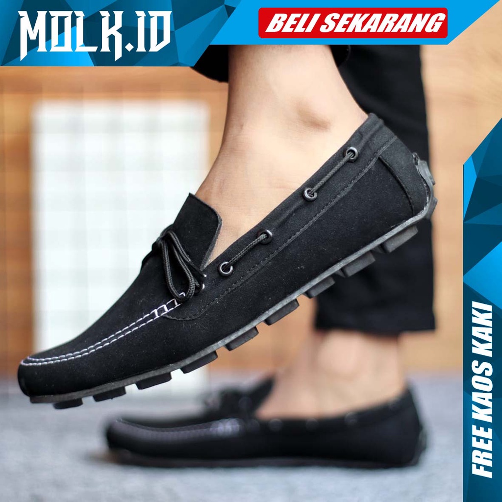 MOLK Sepatu Casual Slip On Pria Keren Original Kekinan Model Slop Mocasin Tali Santai Murah