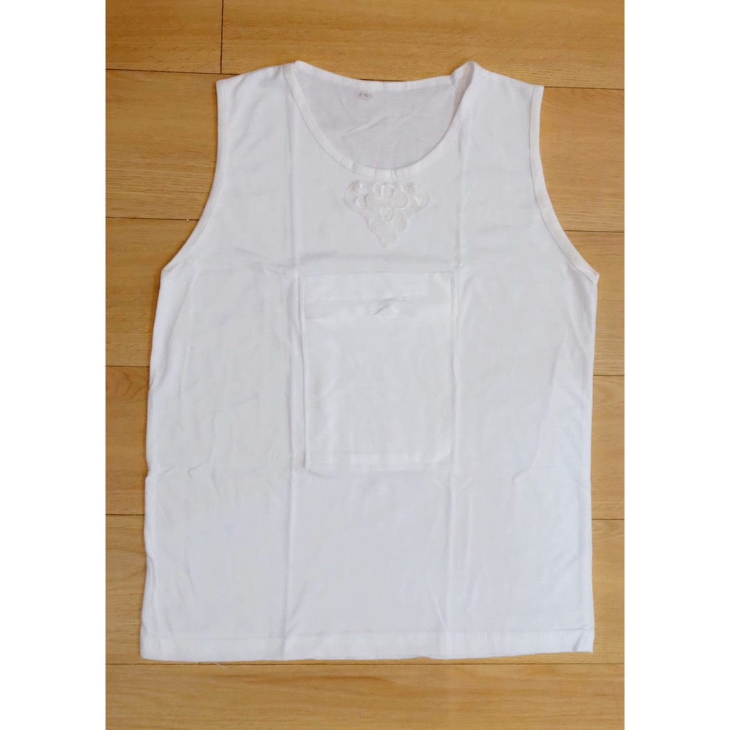 Kaos Singlet Haji Kantong Resleting Depan bahan Katun  PERLENGKAPAN HAJI