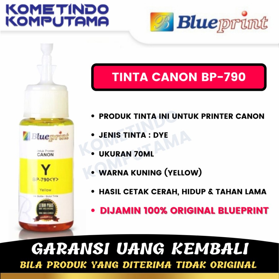 CANON GI 790 YELLOW BLUEPRINT 70ML KUNING TINTA BOTOL ORIGINAL 100%