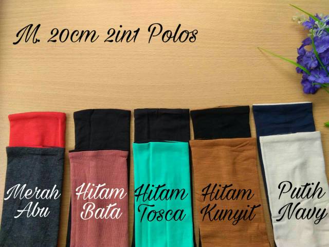 Manset bolak balik 20cm 2in1 kaos katun spandex lembut menyerap keringat