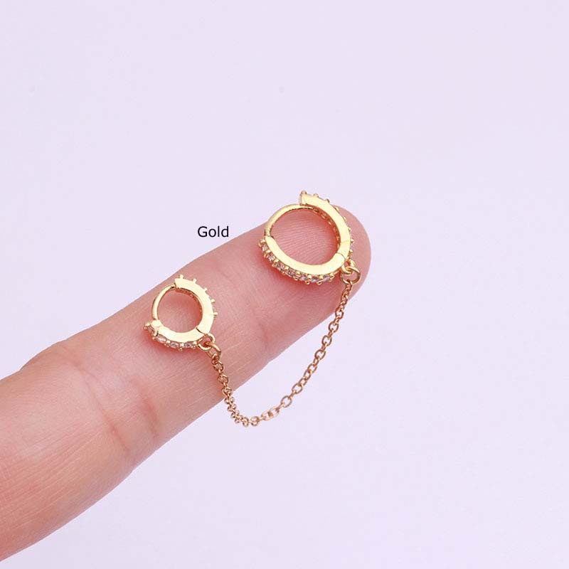 1 Piece Two Hole Piercing Earrings for Female Chain Earring Party Jewelry