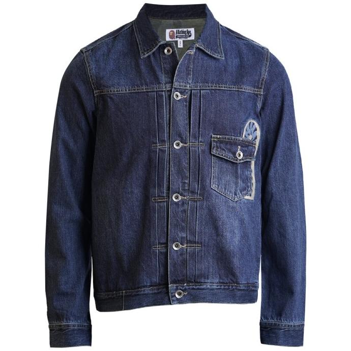 JAKET JEANS PRIA BAPE A BATHING APE WGM SHARK NAVY DGF235145