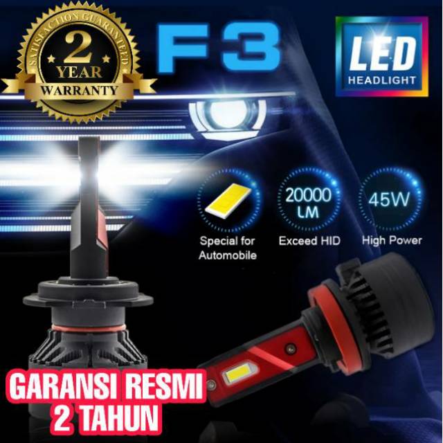 Lampu Mobil LED F3 Original Cree USA 20000lm H1 H7 H8 H9 H11 H16 HB3 HB4 9012 / HIR2 H16 PSX24 PSX26