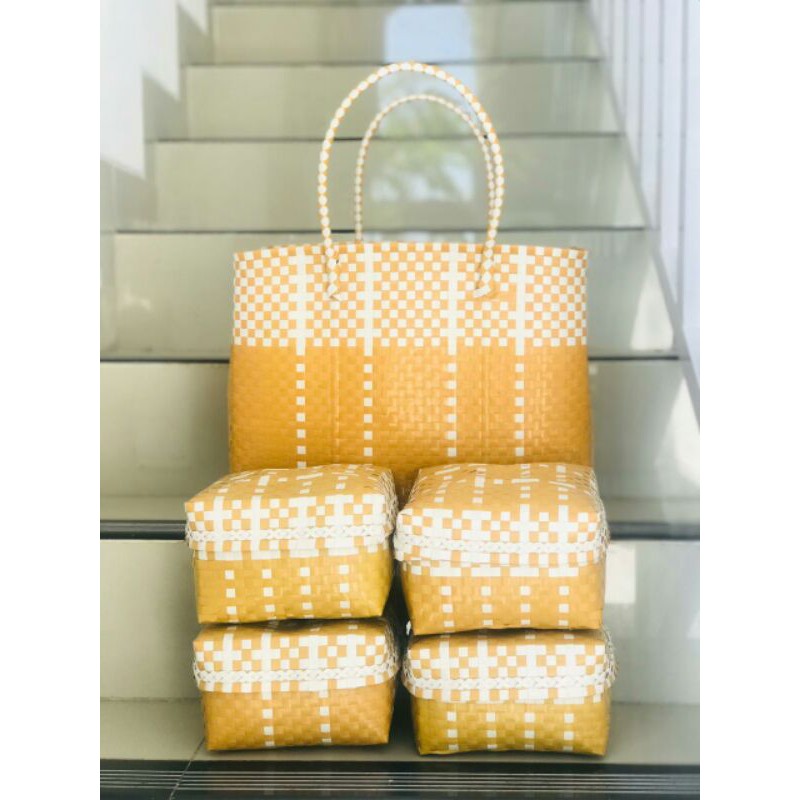 ANYAMAN BESEK SET KUNING PLASTIK