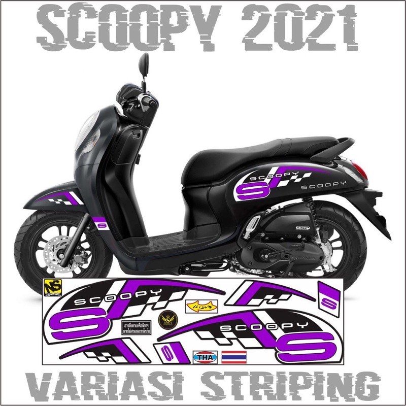 STICKER LIS SCOOPY 2021 VARIASI LIS SIMPLE UNGU004 -INDIGO01 STICKER-