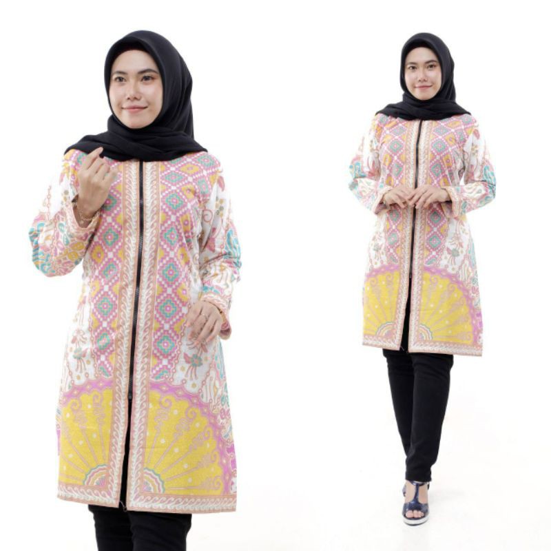 batik kantor/ batik kantor/ zipper depan