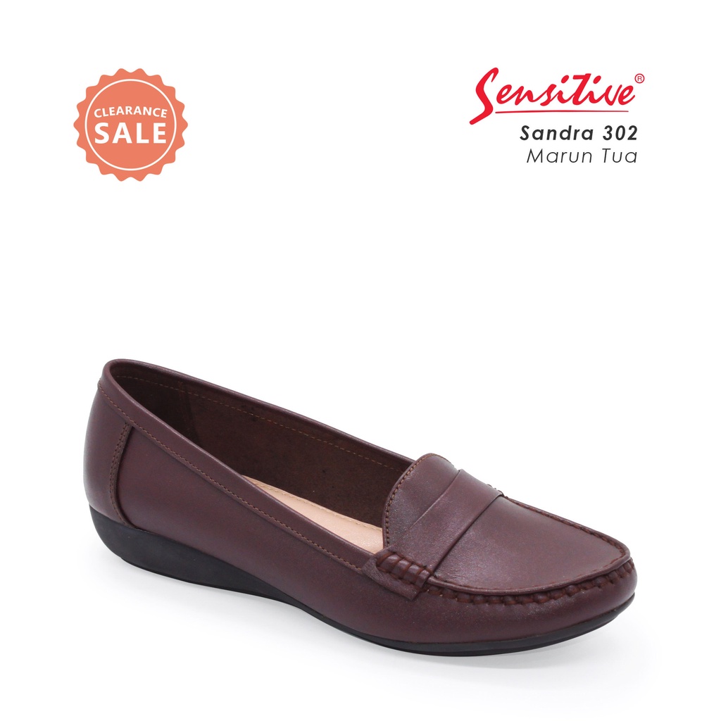SENSITIVE Flat Shoes Kulit Wanita  Sandra 302 Merah Tua
