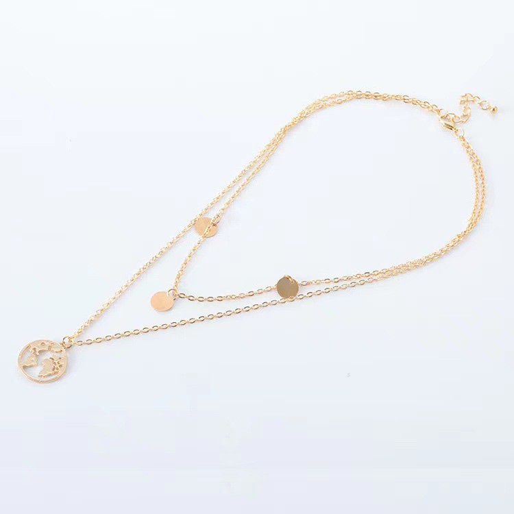 ✿AYN✿ Hanzel Earth Neclace FA108 Kalung 2layer peta bumi wanita