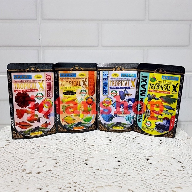 AKARI TROPICAL X XPERT Premium maxi red blue yellow pakan makanan ikan guppy cupang tetra neon 40gr