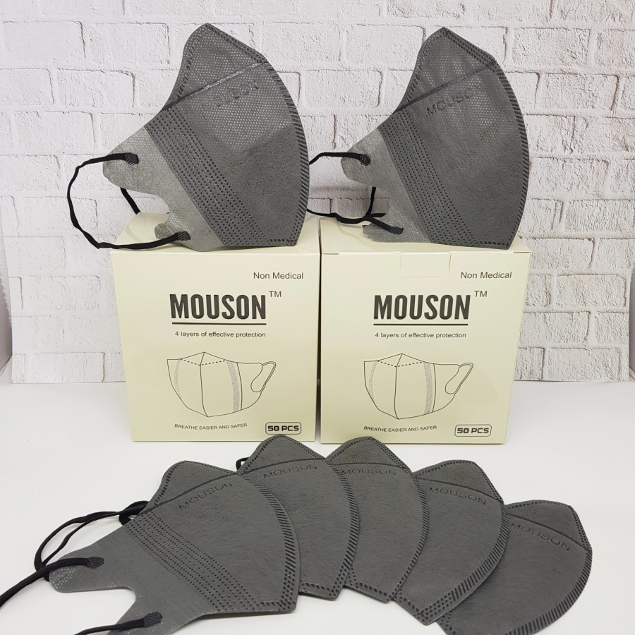 ENZ ® Masker Duckbill MOUSON 4Ply isi 50Pcs Putih Hitam Warna Duckbill 4 Ply Earloop Mask 1028