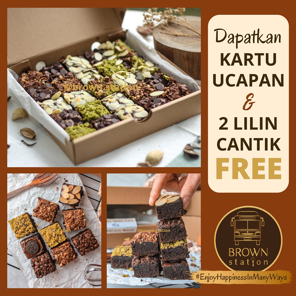 

BROWNIES PREMIUM BERBAGAI PILIHAN TOPPING | LARGE | BROWN STATION