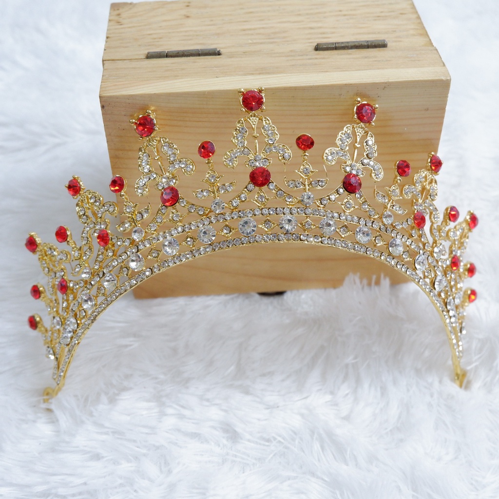 Mahkota/Tiara Ukir Simpel Swarovski Red