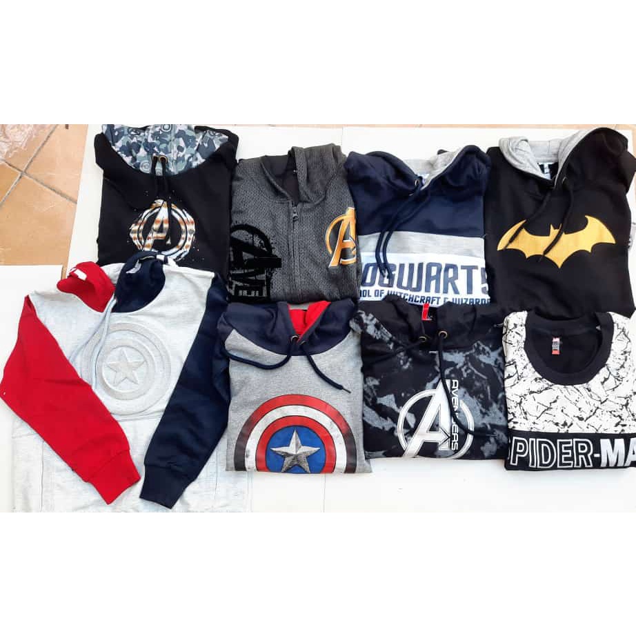 Sweater jaket hoodie anak laki laki Marvel switer Nevada superhero karakter spiderman batman avenger