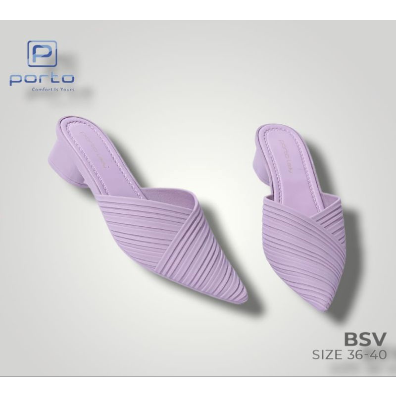 Sendal selop depan tertutup Porto BSV Terbaru nyaman,wedges karet wanita kekinian motif