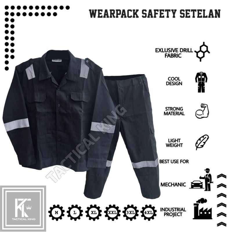 Wearpack Katelpak Safety Setelan Kemeja Celana Kerja Seragam Proyek/Dilengkapi Replektor Scoutlight