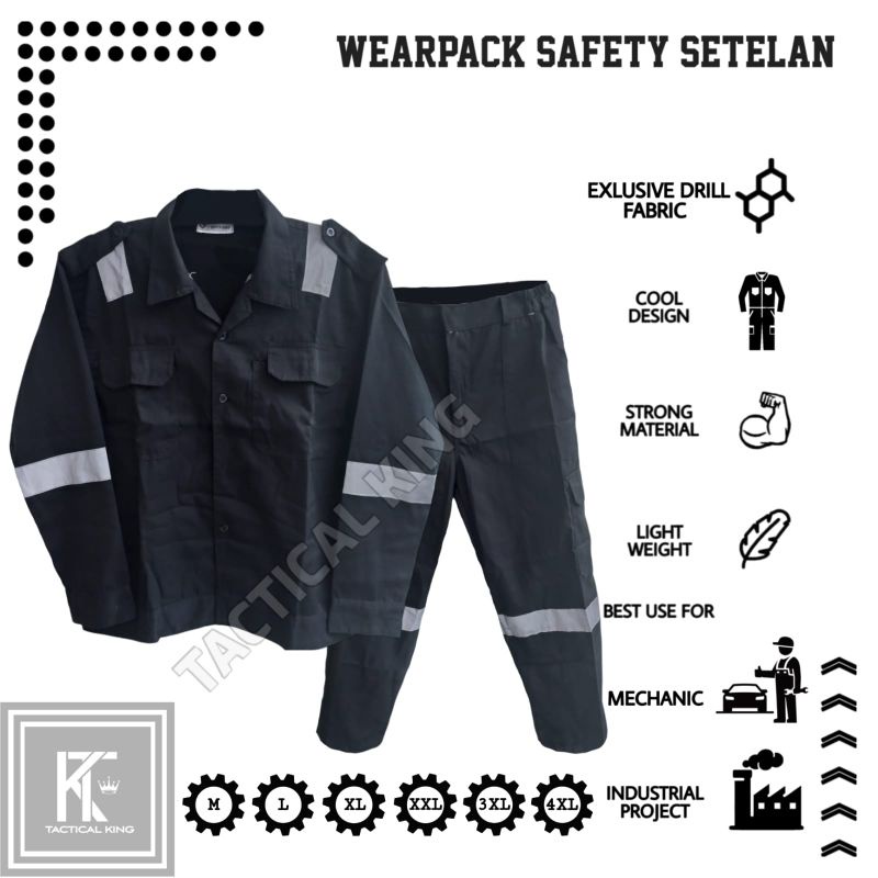 Setelan Wearpack Safety / 1 Set Kemeja Atasan dan Celana Safety / Seragam Proyek