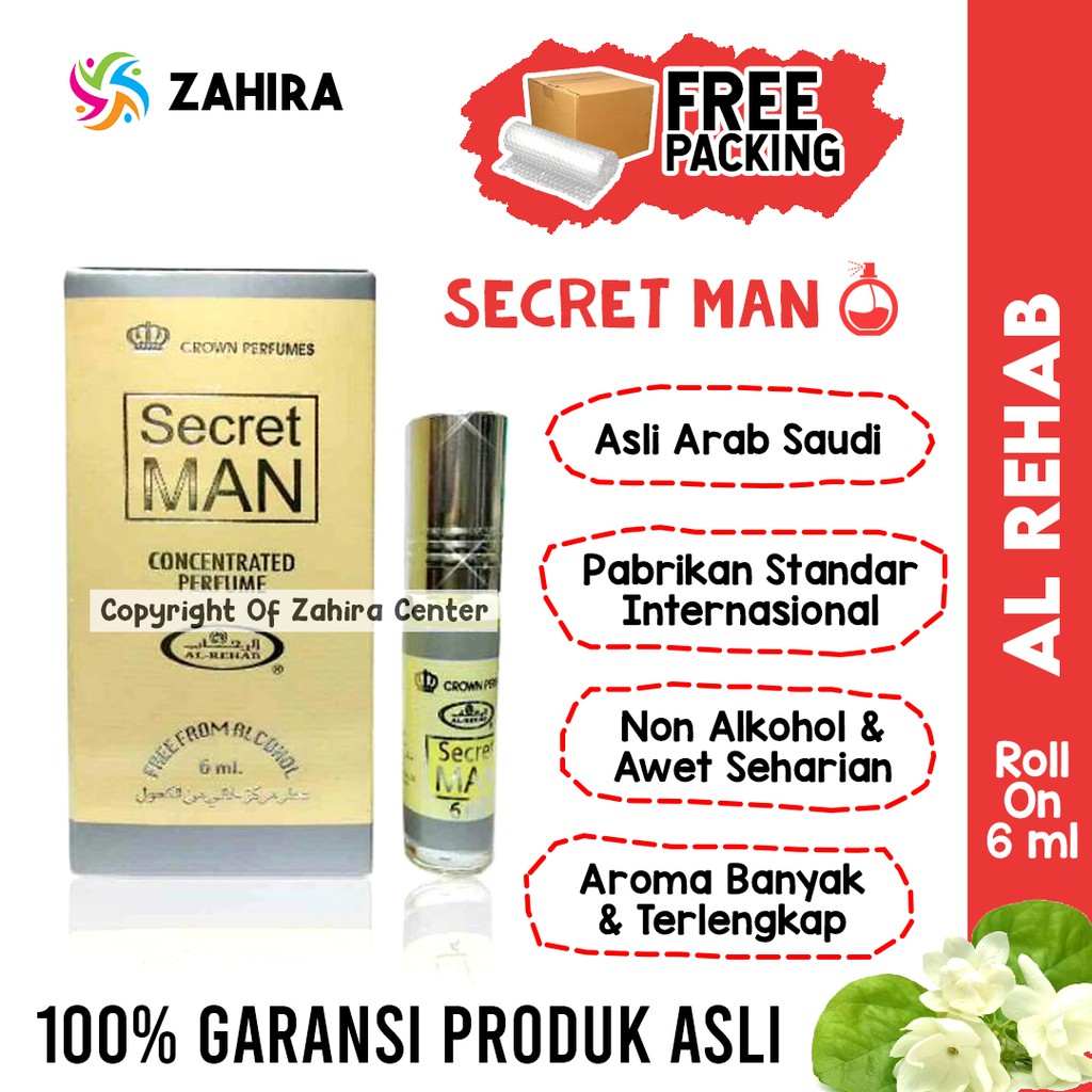 Official AL REHAB SECRET MAN 6ml Parfum Maskulin Khusus Pria Idaman Rahasia Laki Laki Disukai Wanita