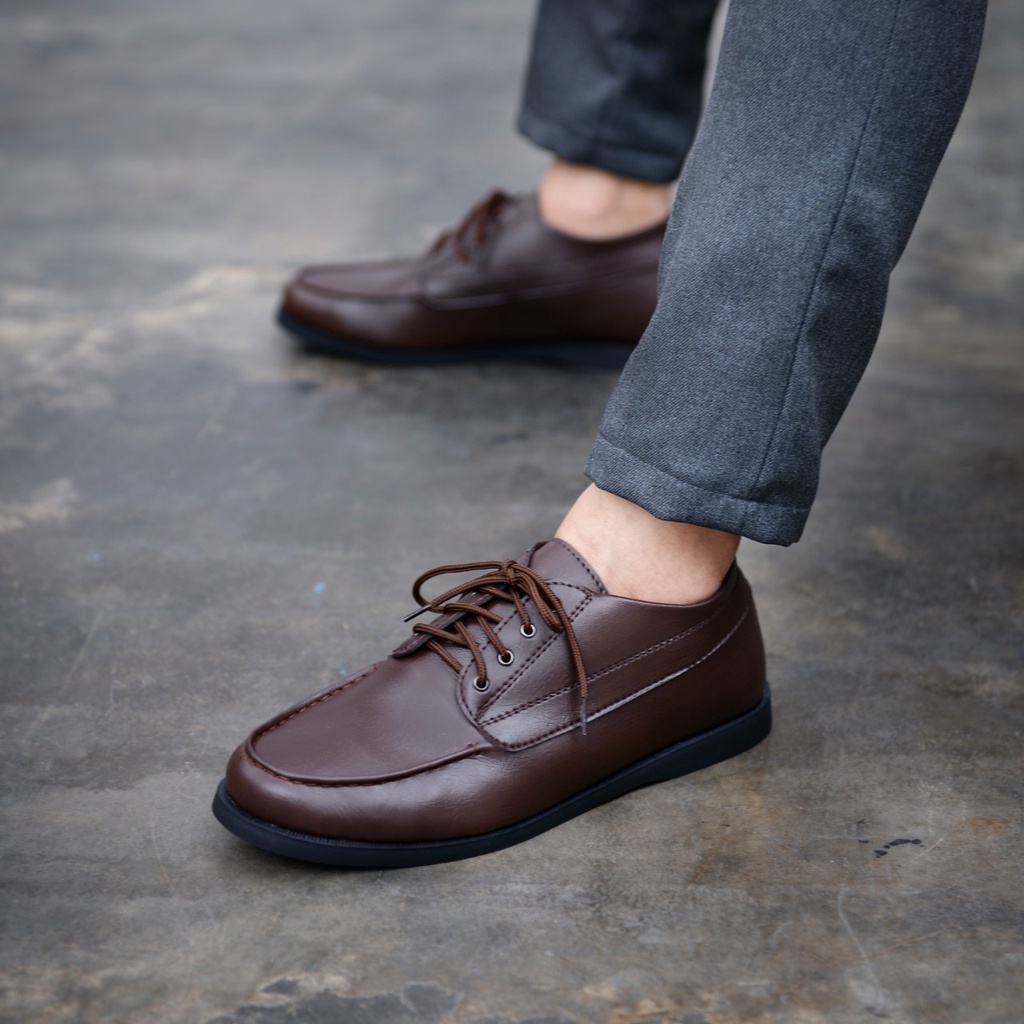 SepatuPantofel Formal Pria Resmi Pantofel Hitam Brown Kulit PU Casual Kantor Kuliah Pesta Kondangan Gereja Kerja Perkantoran PNS Guru Gaya Kekinian Trendy Terbaru Murah Terlaris