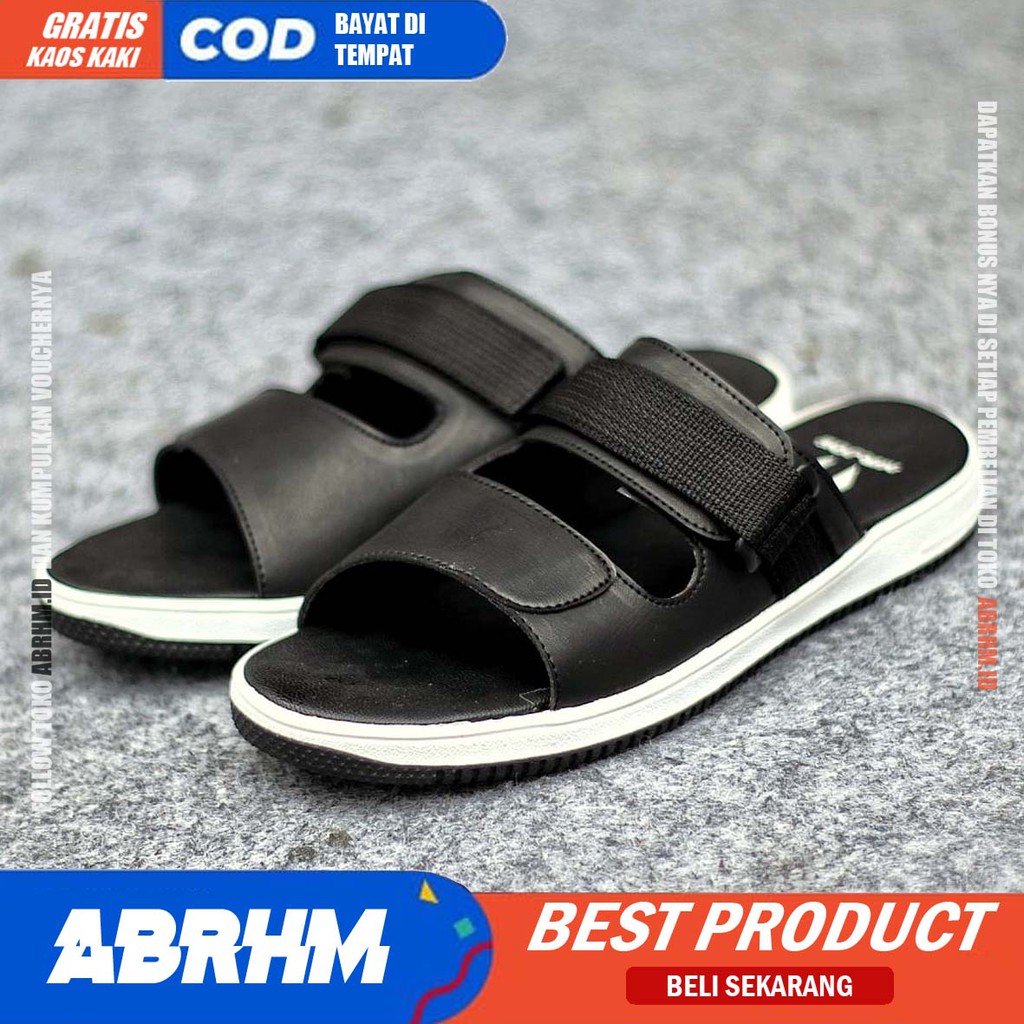 ABRHM x DON Sandal Slide Pria Sandal Slop Pria Kulit Pu Sendal Selop Cowok / Cowo Ori Keren Kekinian