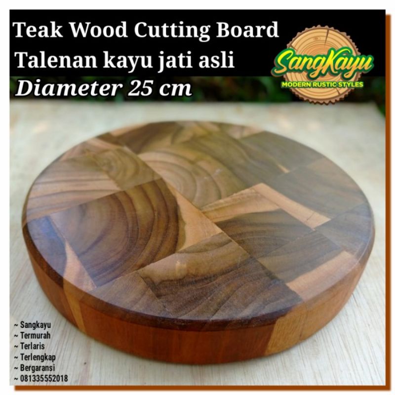 Talenan kayu jati 25 cm teak wood wooden cutting board talenan kayu