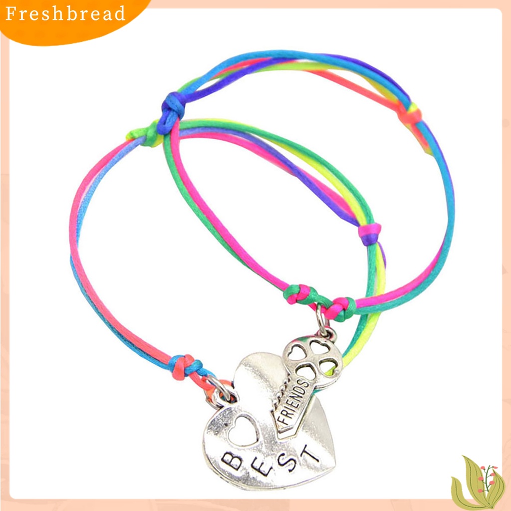 ?Fresh?? 2Pcs Gelang Tangan Wanita Model Kembaran Liontin Hati Ukiran Huruf Best Friends