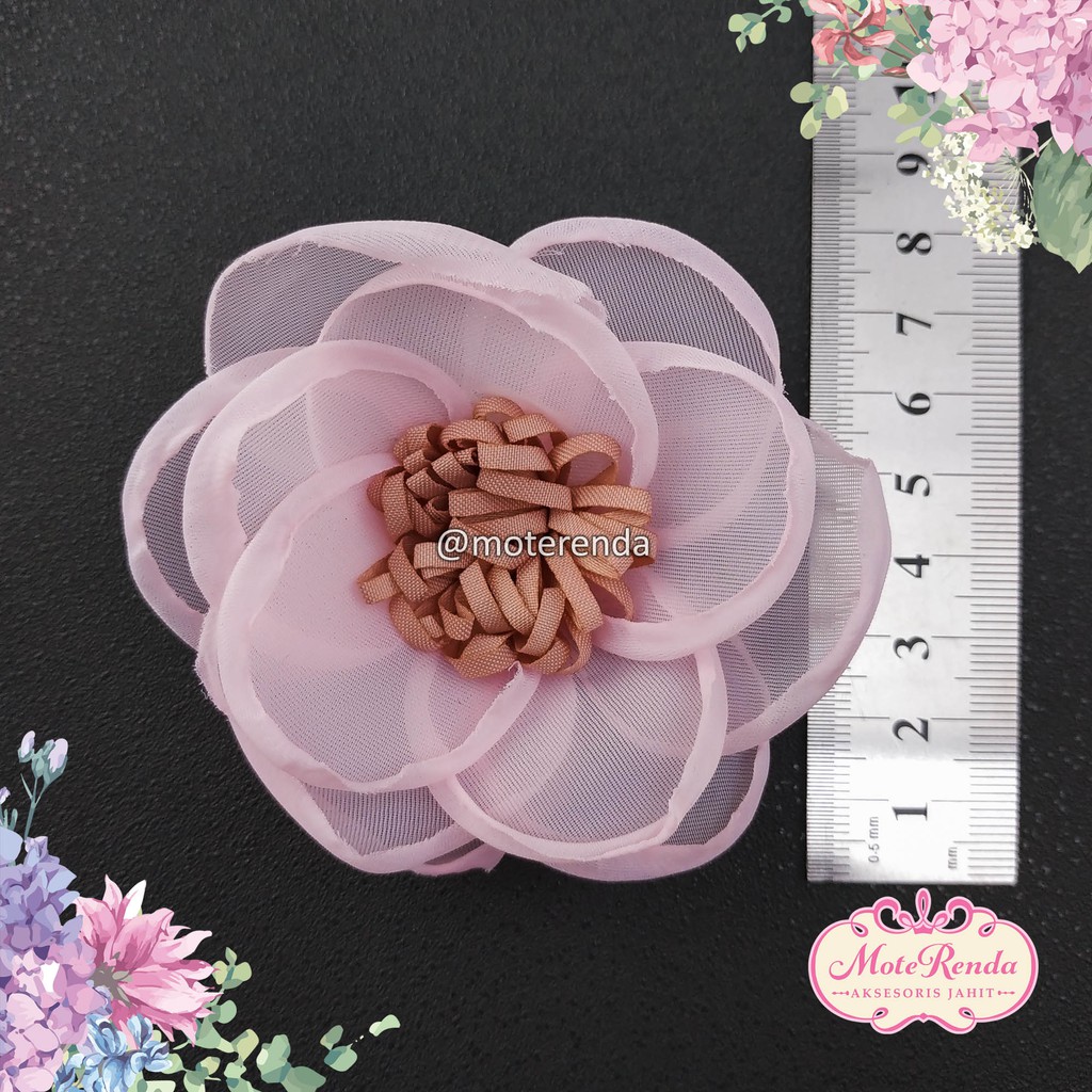 Aplikasi bunga organza, lebar 8cm kode 7CCR80