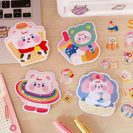 

HI163 Stiker Beruang Desain Pelangi Boba Unik Untuk Scrapbook DIY
