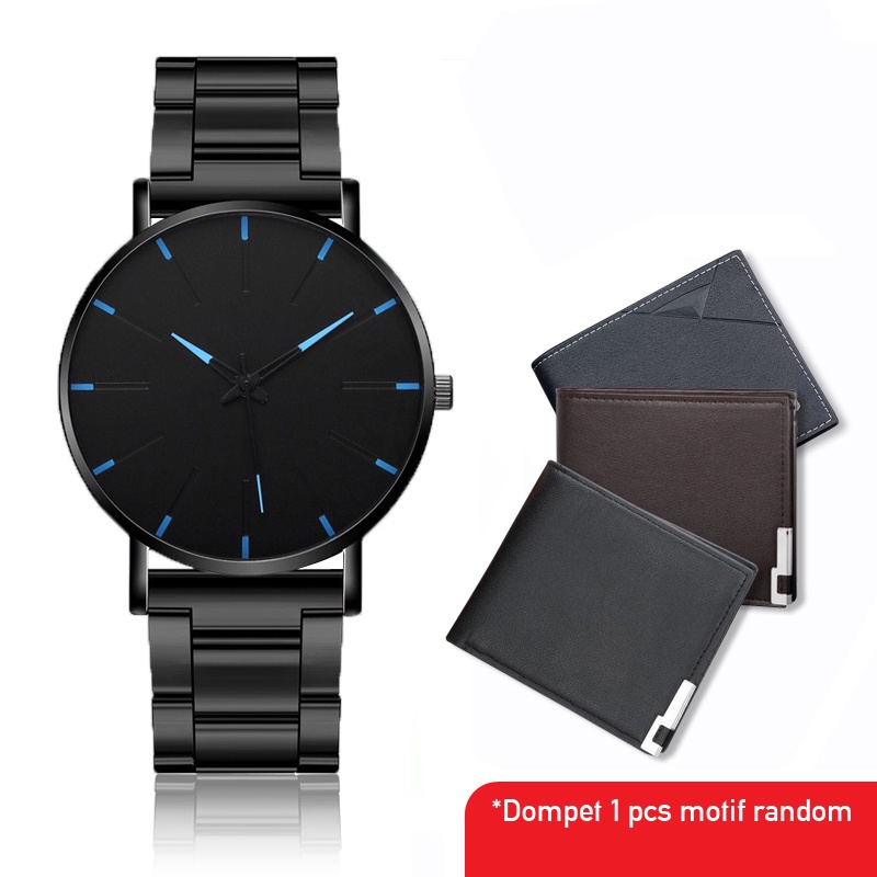 EN LIGNE - Jam Tangan Pria Set - Jam Tangan Gift - Jam Tangan Kado - Jam Tangan Dompet Set - Kado Ultah - Hampers-5